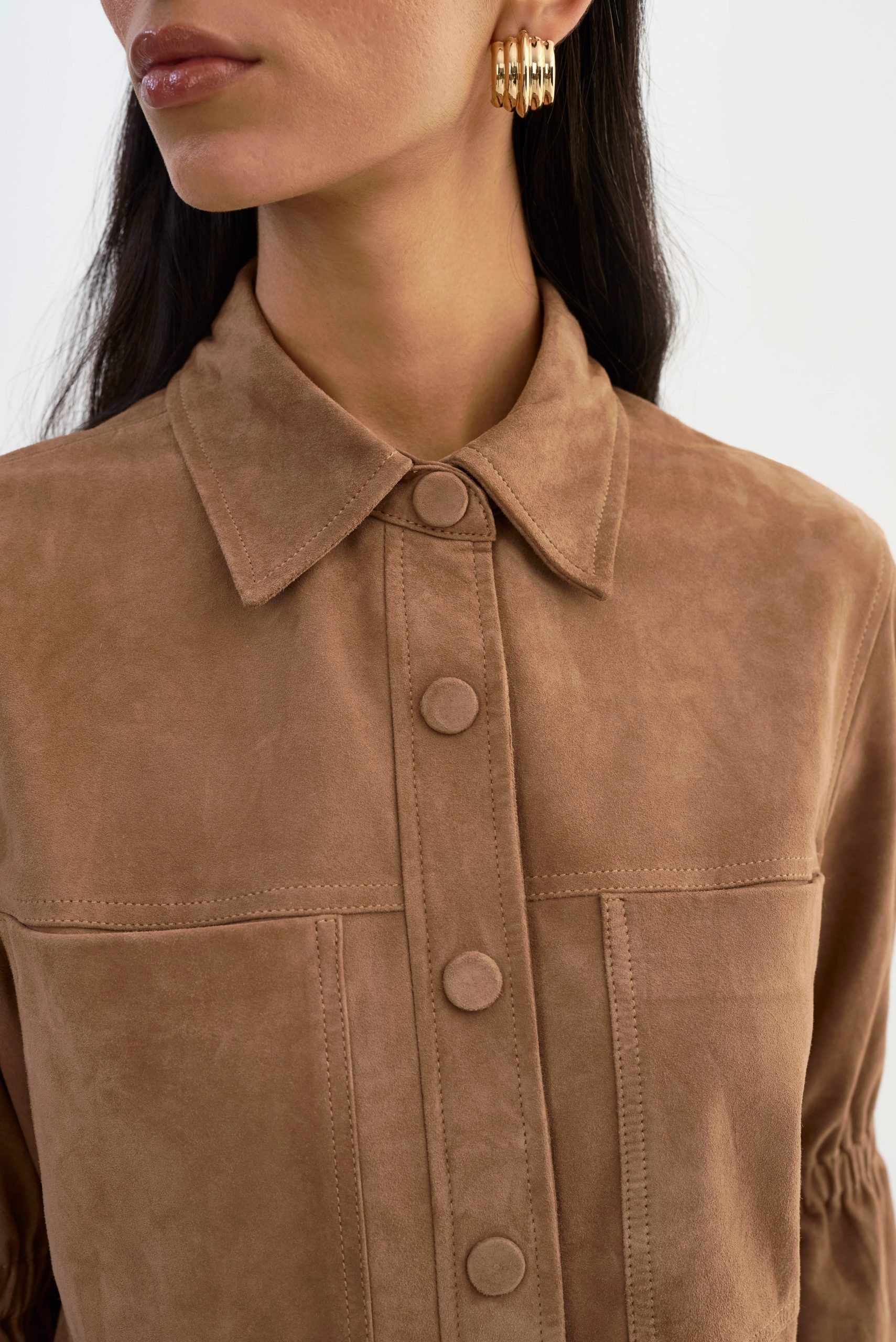 Carolina Suede Ruffle Sleeve Jacket - Image 4