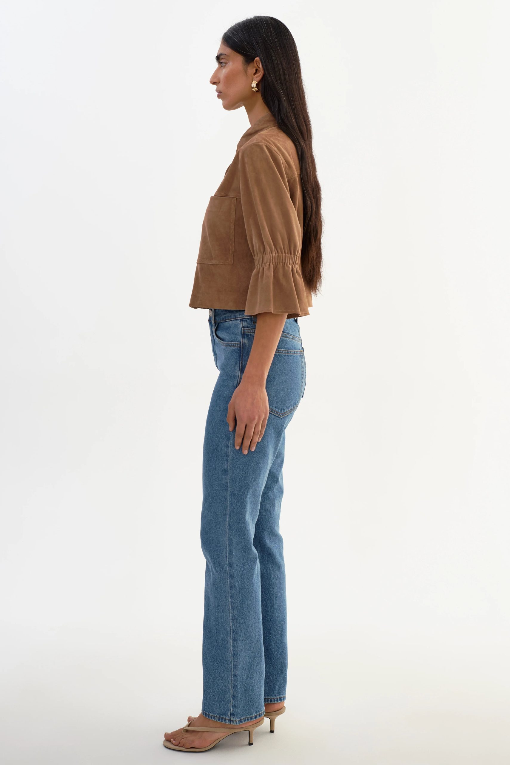 Carolina Suede Ruffle Sleeve Jacket - Image 5