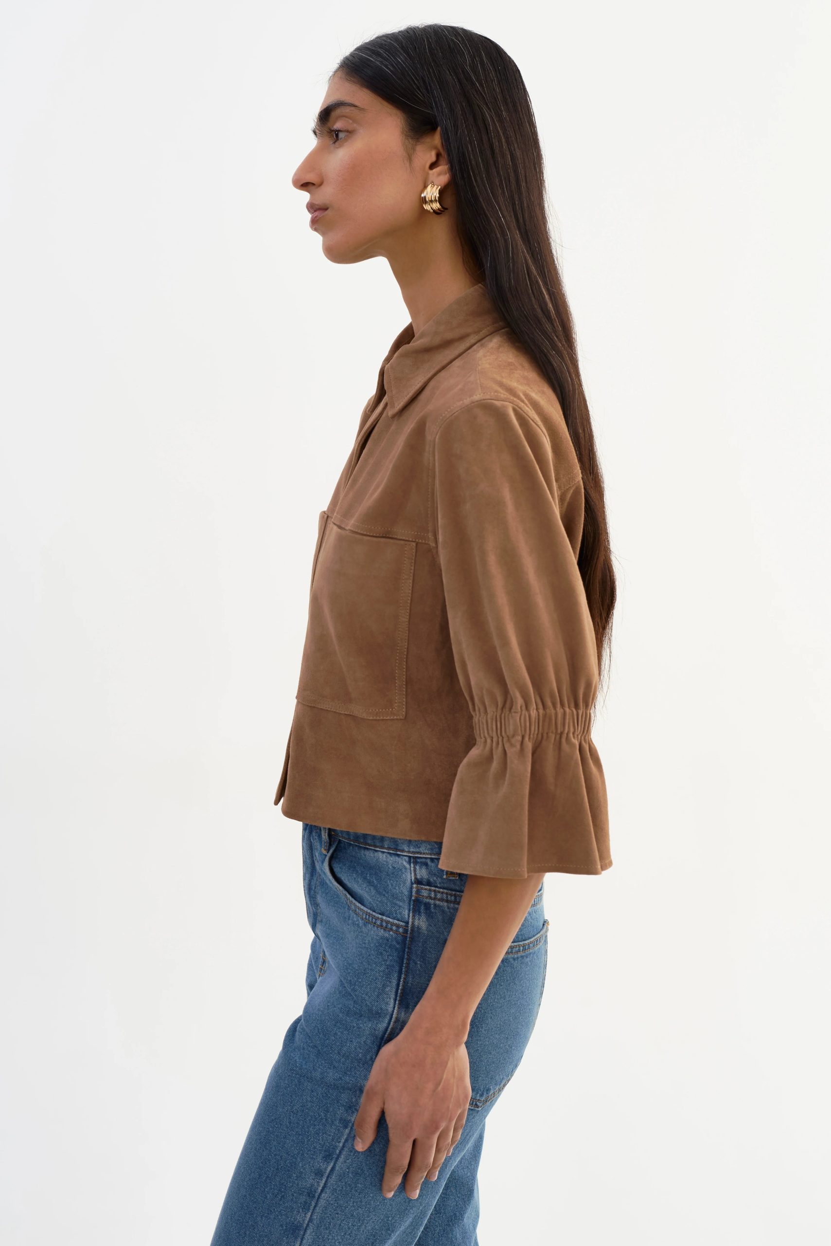 Carolina Suede Ruffle Sleeve Jacket - Image 6