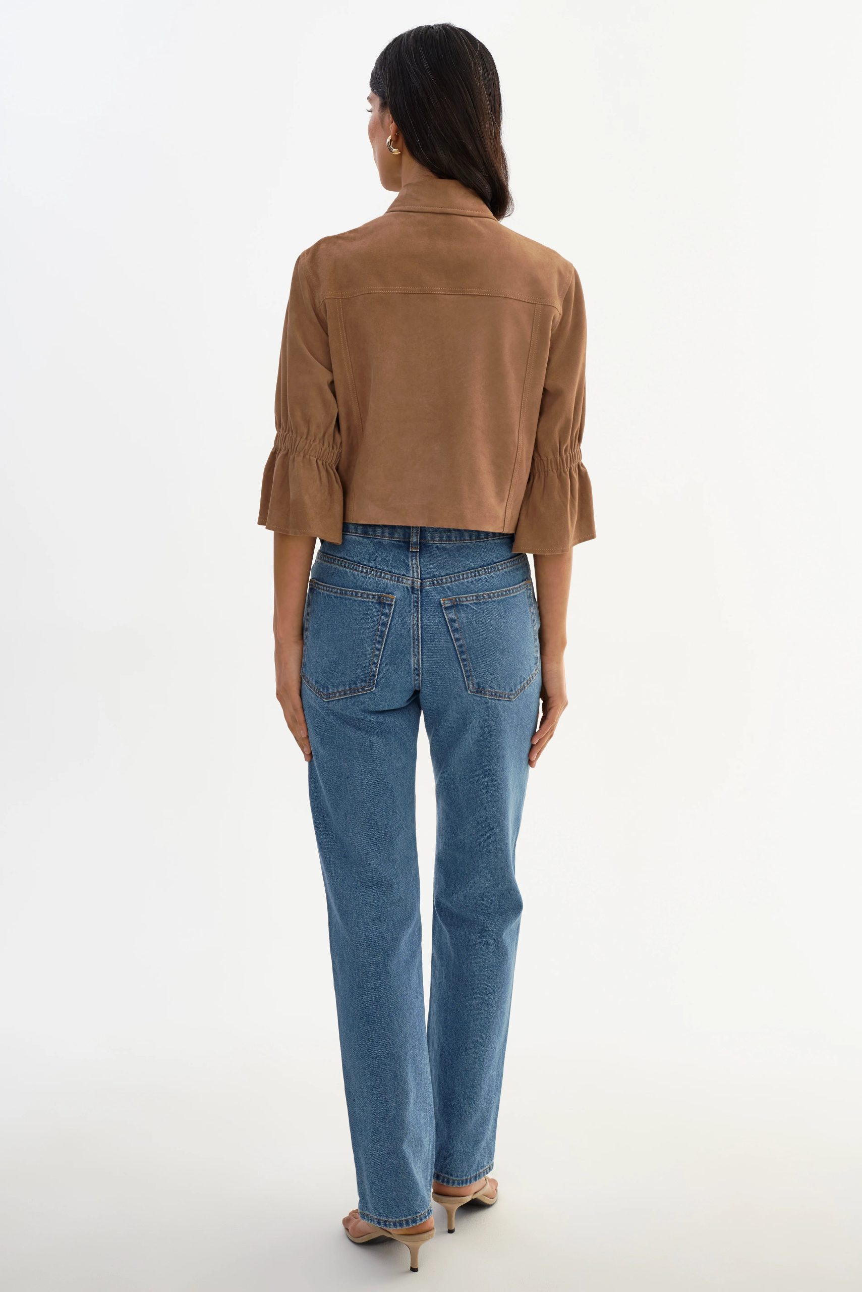 Carolina Suede Ruffle Sleeve Jacket - Image 7